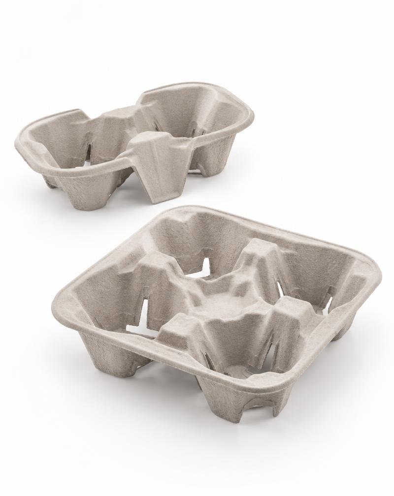 Two and four cup molded fiber carriers