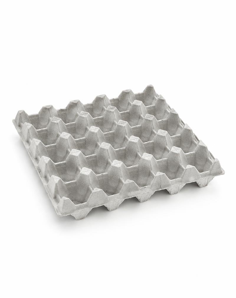 Gray molded fiber egg tray